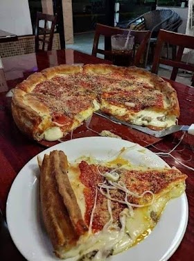 Homemade Chicago style deep dish pizza