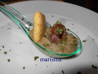 crema de berenjena con anchoilla,racion, (5)