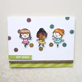 Sunny Studio Stamps: Tiny Dancer Girl Themed Birthday Card by Laura Sterckx