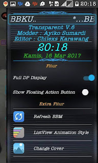 DOWNLOAD BBM MOD BBKU TRANSPARENT V.6 BASE 3.3.1.24 APK TERBARU UNCLONE EXTRA FITUR