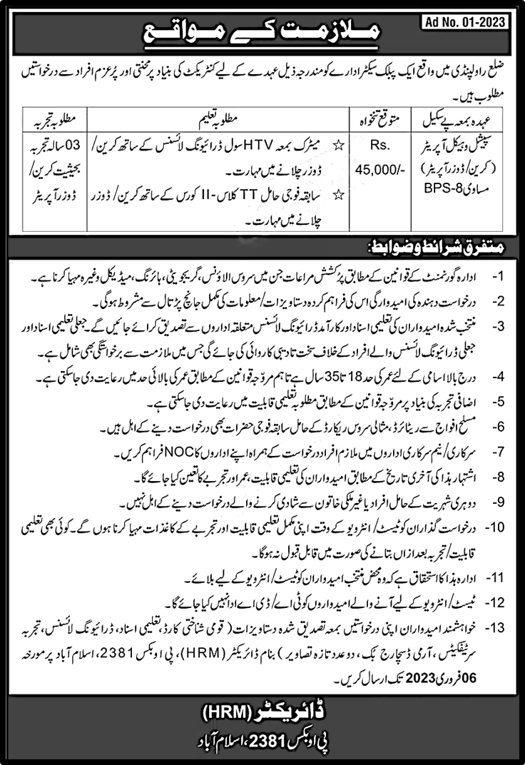 PO Box 2381 Islamabad Jobs 2023 | Application Form Download
