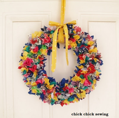 Chick Chick Sewing Fabric Rag Wreath Tutorial 布リース作りかた