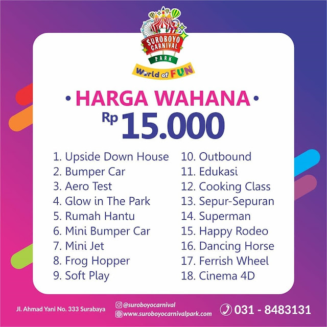 Harga Tiket Masuk Wahana Rp 15.000 Suroboyo Carnival Park