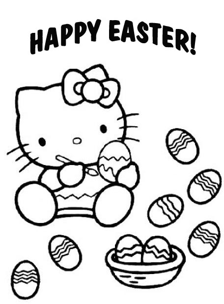 hello kitty wallpaper easter. Kitty Easter coloring page