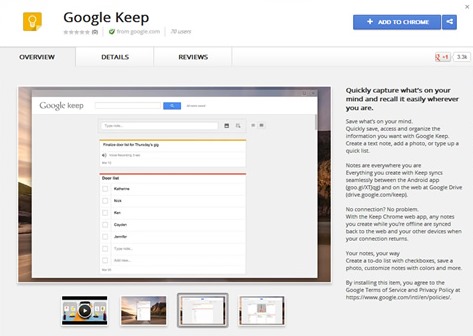 Descargar la extensión de Google Keep para Chrome Web 