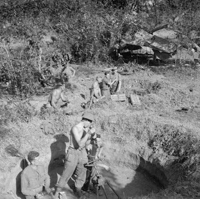 3 inch mortars of the British 36th Infantry Division in action in Burma in January 1945