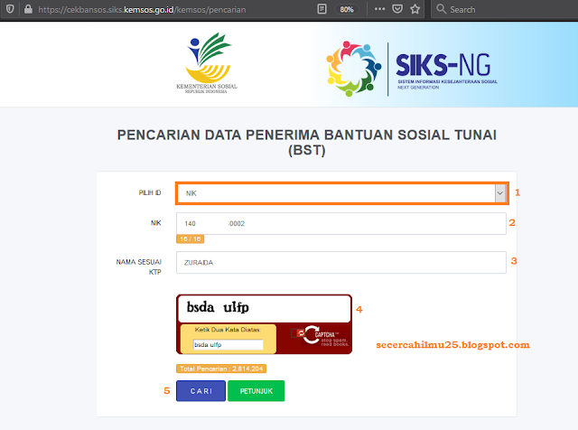 Cara Pengisian Data Pencarian Penerima BST 2020