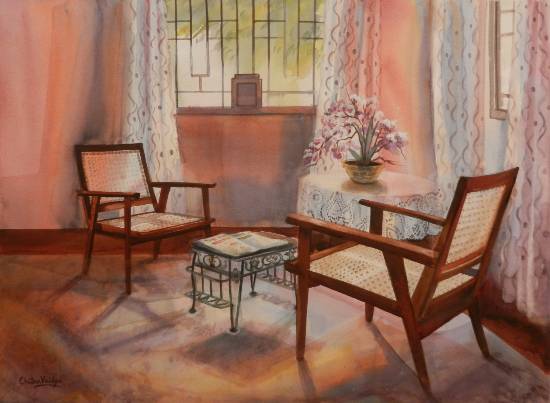 Almost Teatime, painting by Chitra Vaidya (part of her portfolio on www.indiaart.com)