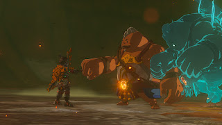 Yunobo fist-bumping you after successfully obtaining his Secret Stone