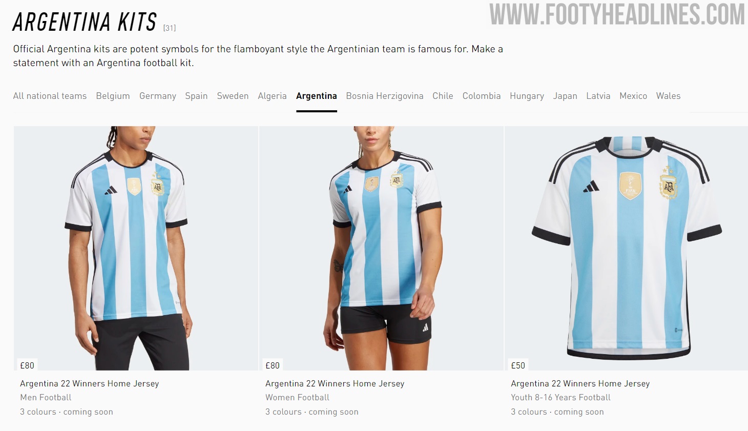 Adidas Men's Argentina Authentic Home Jersey 2022