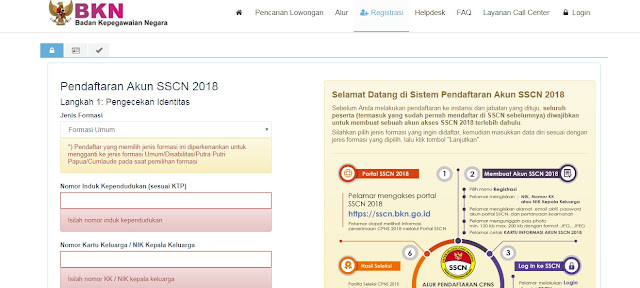 Tips Mendaftar CPNS Saat Registrasi Akun di SSCN BKN 2018 Jaringan Sibuk