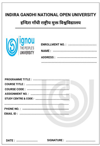 ignou assignment submission front page -ignou4u.online