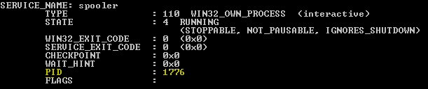 windows service pid