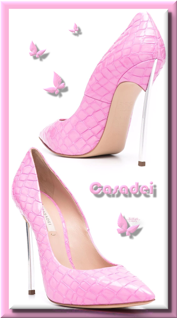 ♦New Casadei Blade crocodile-embossed pumps in pink #casadei #shoes #pink #2022 #brilliantluxury