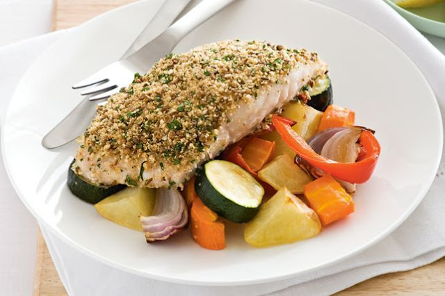 Egyptian-style fish with roasted vegetables