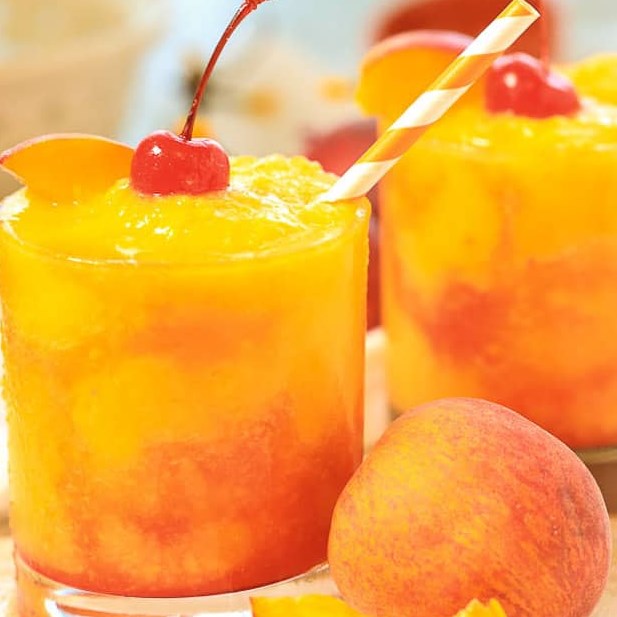 Frozen Peach Champagne Cocktail