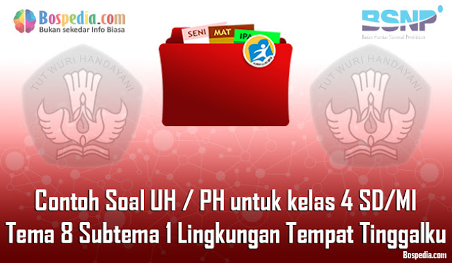 Contoh Soal UH / PH untuk kelas 4 SD/MI Tema 8 Subtema 1 Lingkungan Tempat Tinggalku