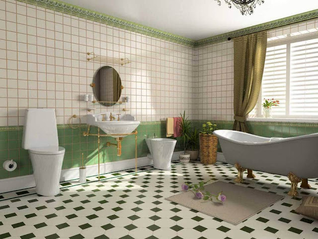 Green and White Bathroom Ceramic Colors