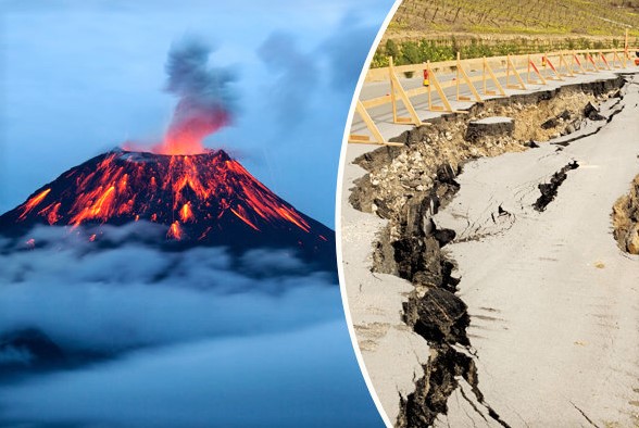 Eruption and earthquake