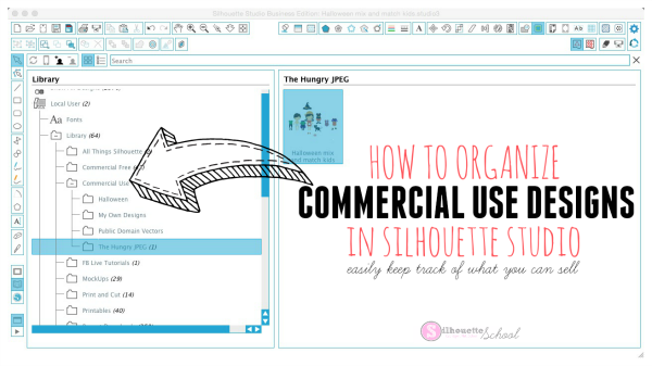 Commercial use files organizing Silhouette Studio library, silhouette studio, silhouette cameo, commercial use, commercial free, SVGs, the hungry jpeg, print and cut