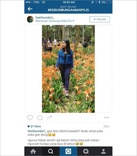 Inilah foto Selfie Wanita yang Injak bunga di Yogyakarta