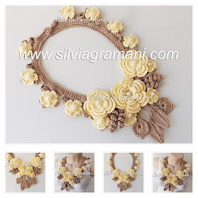 Colar de croche com flores, colar de croche