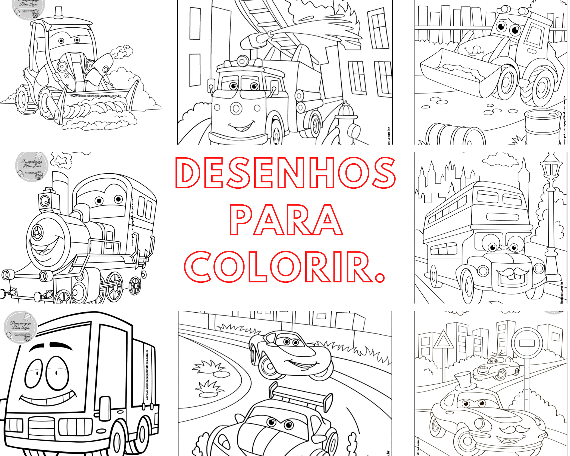 Atividades para colorir infantil: DOMINÓ DO TRÂNSITO