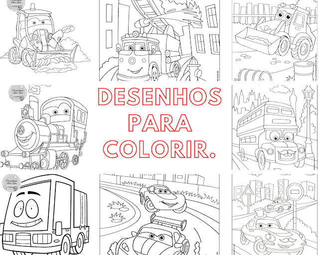 Carros para colorir - atividade para semana do trânsito