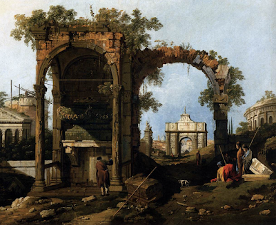 Capriccio with Classical Ruins and Buildings (1751) painting Canaletto