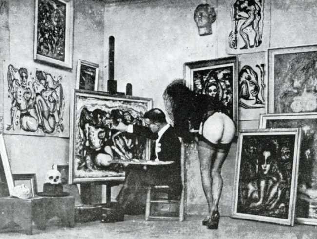 Molinier and model in his studio, 1965