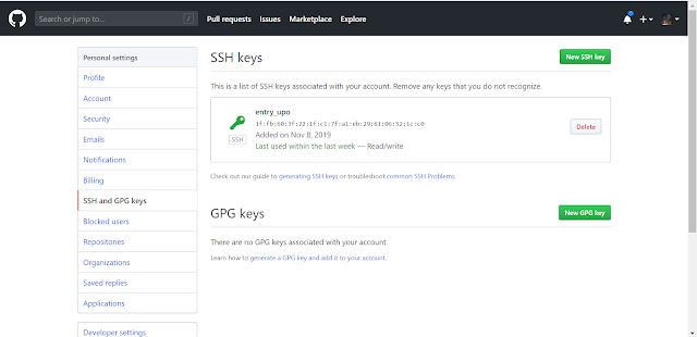 Berhasil Menambah SSH Key Hosting di Github