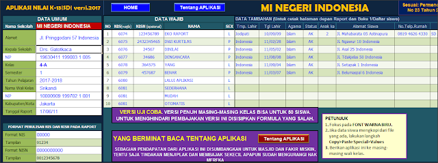  di jenjang pendidikan dasar memang belum berlaku untuk semua sekolah UpDate Revisi 2017 Aplikasi Rapot Madrasah Ibtidaiyah  2013 