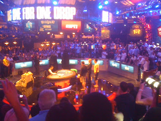 Timmy deals the final hand of The Big One for One Drop