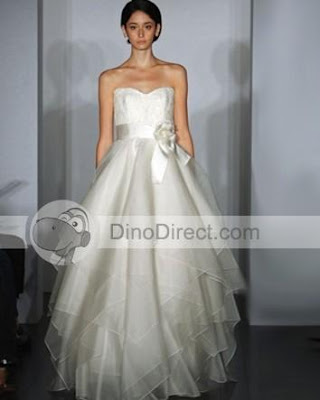  9 Ruffle Layer Waist Bow Sweetheart Bridal Ball Gown Wedding Dress