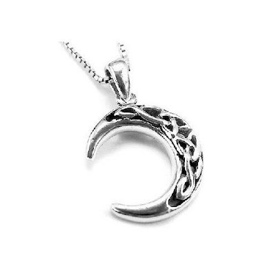 Sterling Silver Celtic Knot Crescent Moon Pendant with 18 Necklace