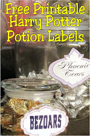 Create the perfect Harry Potter potions classroom or Halloween potions lab with these free printable potion labels. Simply save, print, and add to a jar of your favorite Halloween candies for the perfect dessert table. Check out the potion label candy ideas included.  #harrypotterpotionslabels #printablepotionlabels #halloweenpotionlabels #diypartymomblog