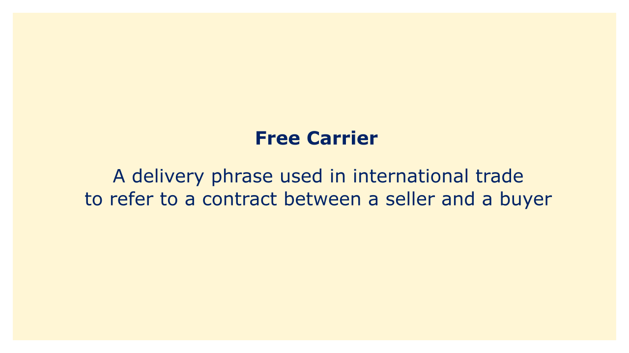 A delivery phrase used in international trade to refer to a contract between a seller and a buyer.