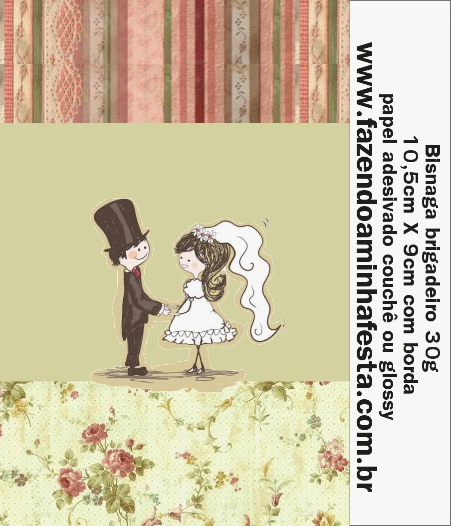 Toon Couple Wedding  Free Printable Candy Bar Labels.