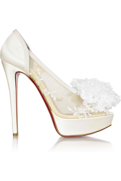  with Christian Louboutin Tsar 140 High Heel Satin Bridal Designer Shoes 