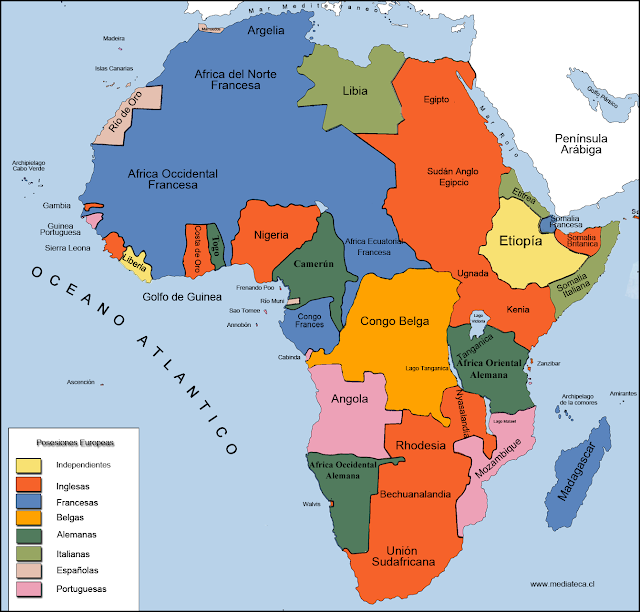 Resultado de imagen de mapa mudo africa colonial