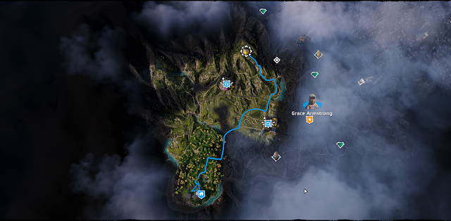 Mapa de far Cry marcando el destino del Acertijo de Skylar