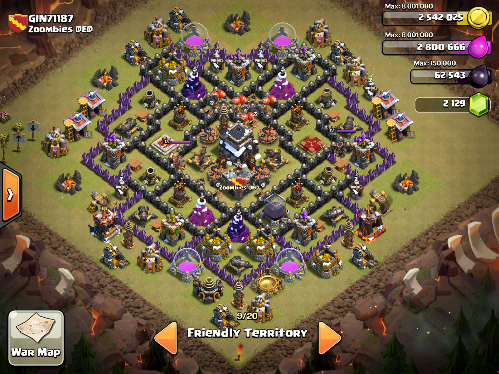 town hall 9 war base 4 mortars - clash of clans - COC Strategy