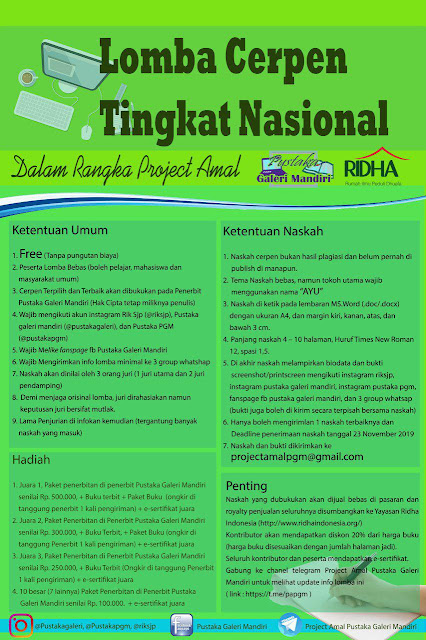 Lomba Cerpen Tingkat nasional Ridha Indonesia