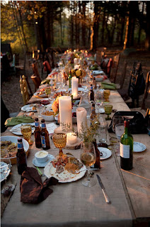 setting the table outdoors in Autumn