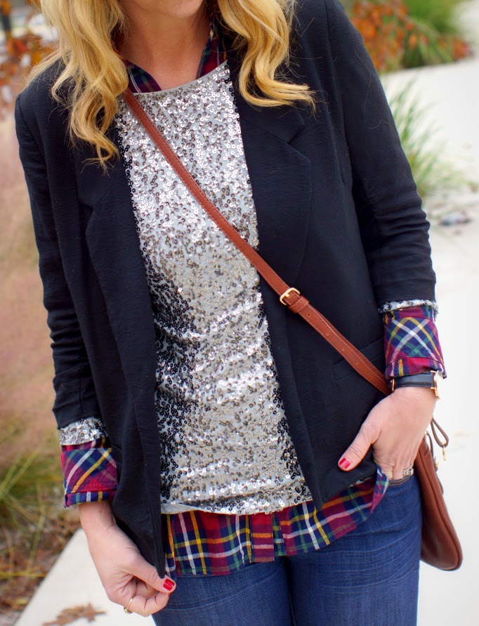 Sequins and Plaid Outfit Idea