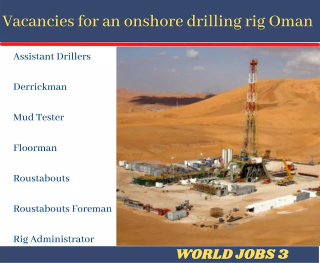 Vacancies for an onshore drilling rig Oman.