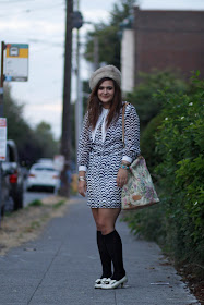 Rabia Qazi Rose WIndows Fur hat long collar floral bag Seattle Street Style