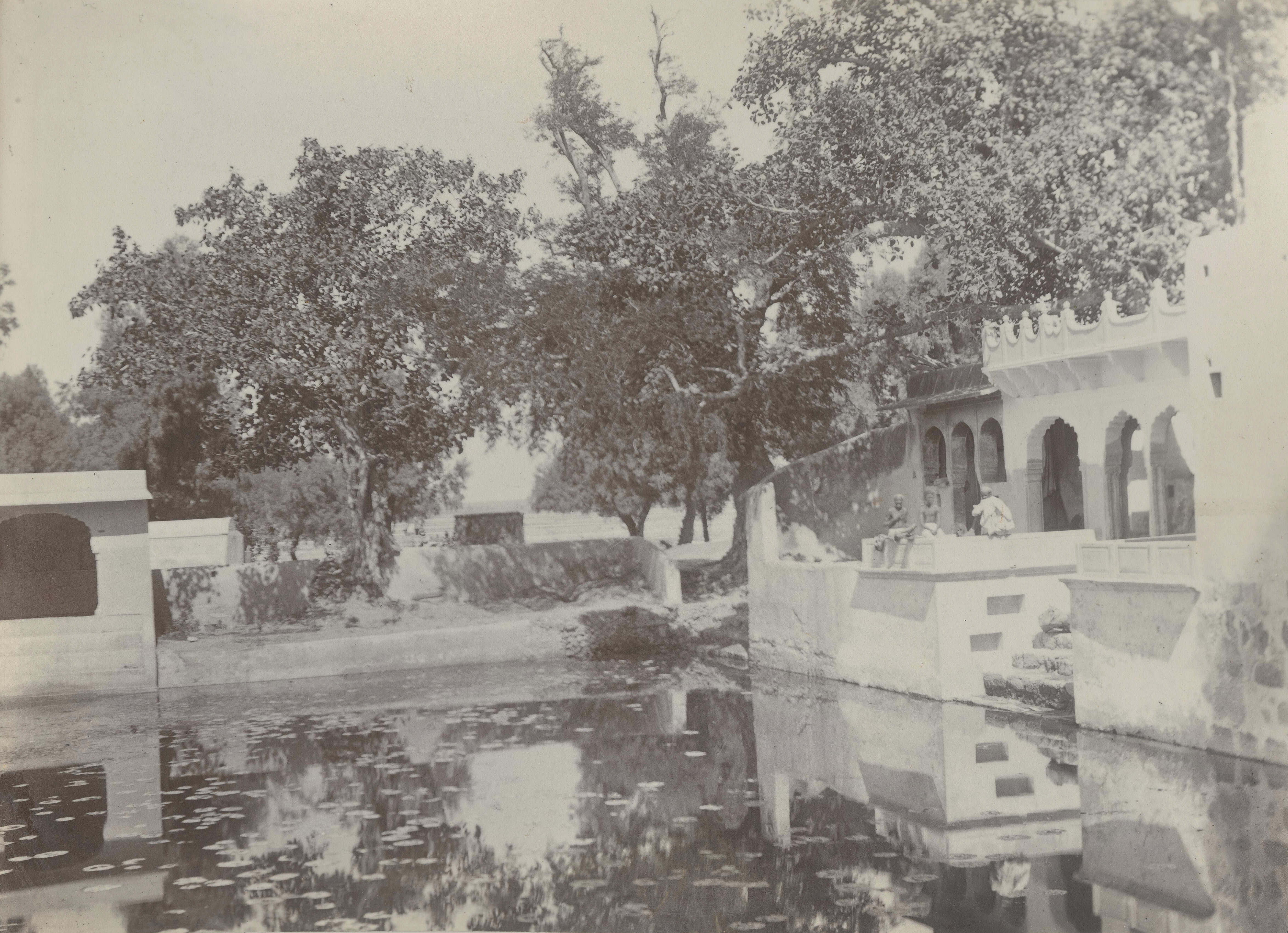 Devyani (Devayani) Kund and Hindu Temples, Devyani Sarovar, Devyani, Sambhar Salt Lake, Sambhar Lake Town, Jaipur, Rajasthan, India | Rare & Old Vintage Photos (1900)