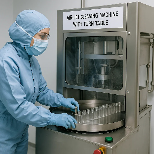 Cleaning and Operation of Air Jet Cleaning Machine with Turn table