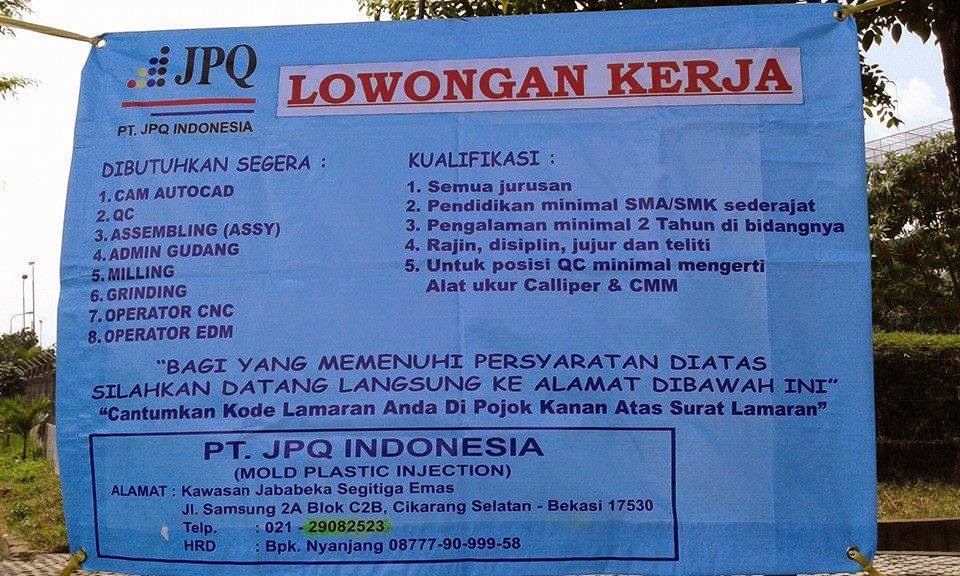 Lowongan Kerja PT JPQ INDONESIA